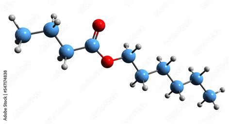 3d Image Of Hexyl Butyrate Skeletal Formula Molecular Chemical