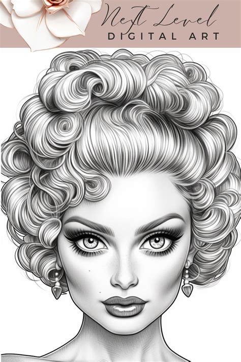 100 Beauty Queens Grayscale High Fashion Colouring Sheet Pages For