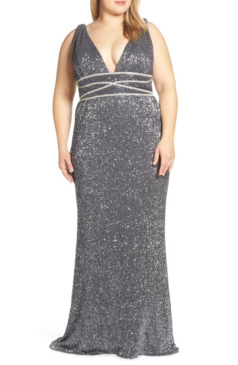 Lyst Mac Duggal Beaded Waist Sequin Evening Dress