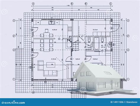 Drawing with 3d house stock illustration. Image of simplicity - 14911506