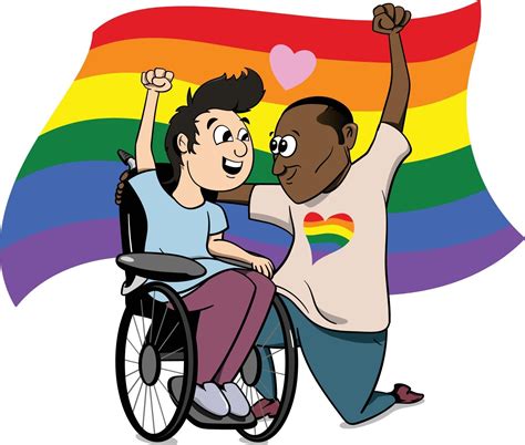 un couple gay de race différente avec handicap noir blanc amoureux Art vectoriel chez