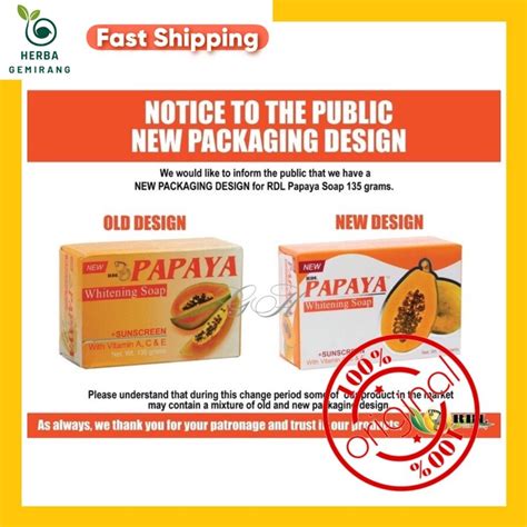 Original Rdl Sabun Papaya Whitening Soap G Sunscreen With Vitamin