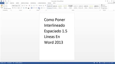 Como Poner Interlineado Espaciado 1 5 Líneas En Word 2013 YouTube