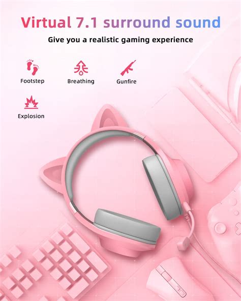 Hecate By Edifier G2 Ii Pink Gaming Headset Usb Wired Cat Ear Kitty