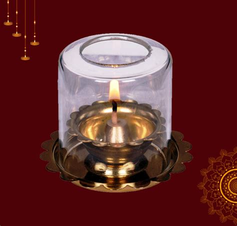 Akhand Diya With Glass Cover