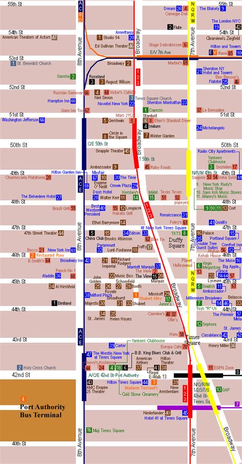 City Of New York Times Square Map New York Map
