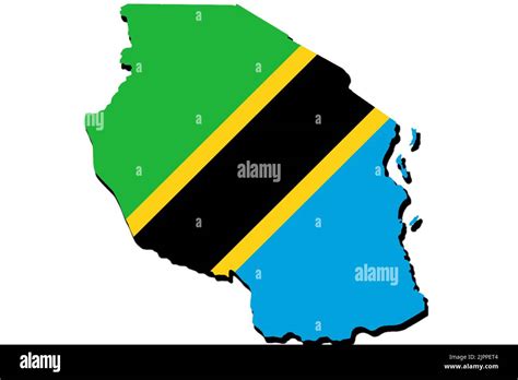 Silueta Del Mapa De Tanzania Con Su Bandera Fotografía De Stock Alamy