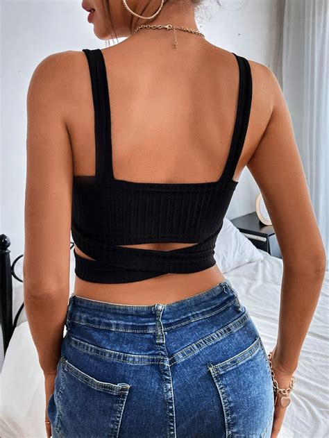 Crop Cami Top Mit Ausschnitt Rippenstrick Aktuelle Trends Günstig