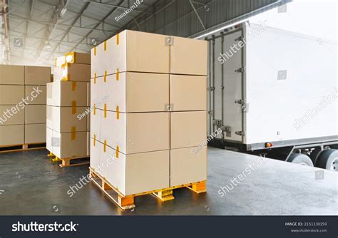 Packaging Boxes Stacked On Pallets Load Foto Stok 2151130159 Shutterstock