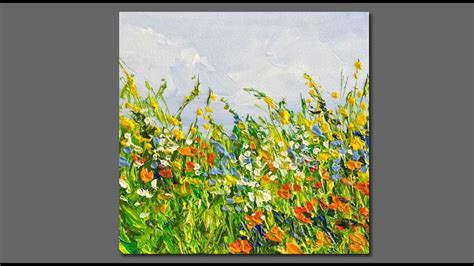 Acrylic Painting Flower Field Palette Knife Painting Techniques Youtube