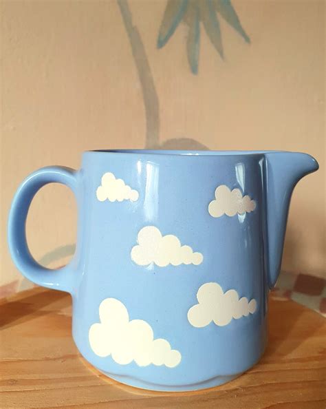 Waechtersbach Clouds Jug Milk Jug Juice Jug Light Blue Seventies Mid