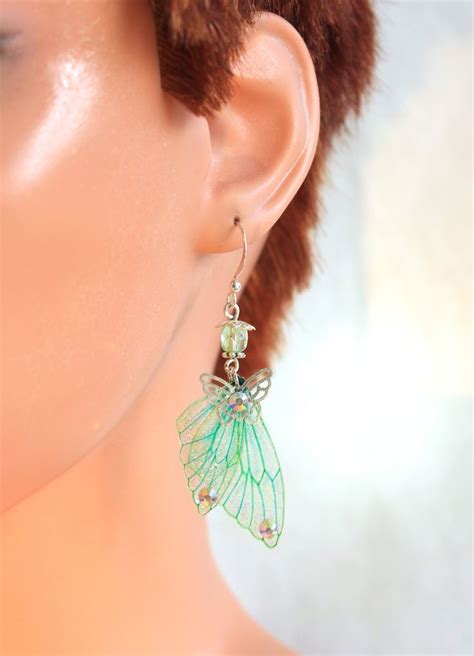 Boucles D Oreilles Ailes De F E Papillon Vertes F Rique Fantastique