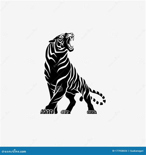 Tiger Roaring Logo Sign Emblem Vector Illustration Stock Illustration