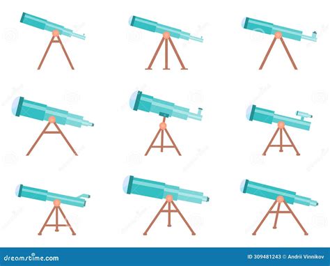 Telescope Icon Set Isolated On White Background Telescope On A Tripod