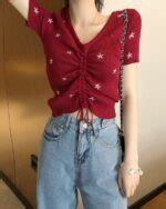 Black Floral Embroidery Drawstring Top Jisoo Blackpink Fashion Chingu