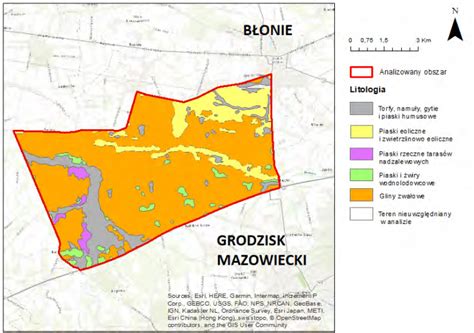 Fig Mapa Wydziele Litologicznych Analizowanego Obszaru Na