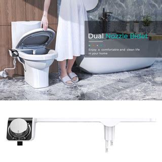 Toilet Seat Dual Nozzles Sprays Hot Cold Water Bidet Attachment Self