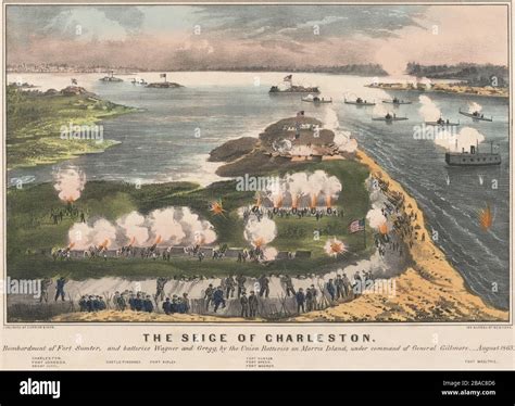 Us Civil War Siege Of Charleston August 1863 Two Rows Of Union