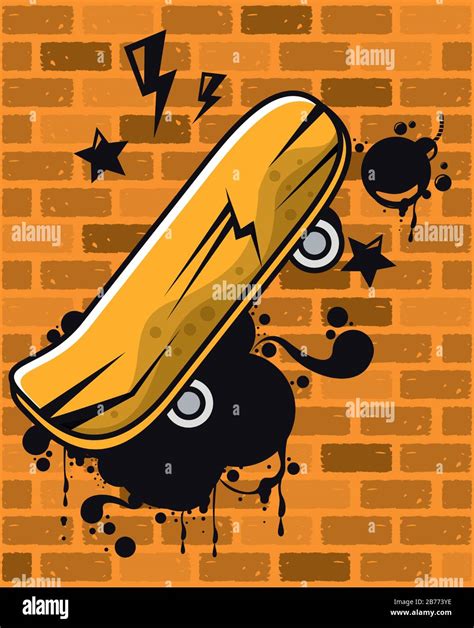 Graffiti Urban Style Poster With Skateboard Stock Vector Image Art