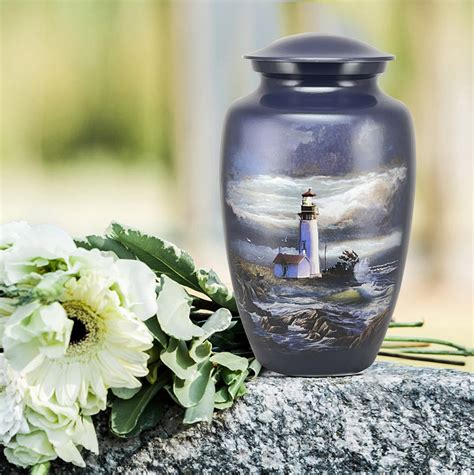 Lighthouse Urn Blue Color Design Cremation Urns For Human Ashes