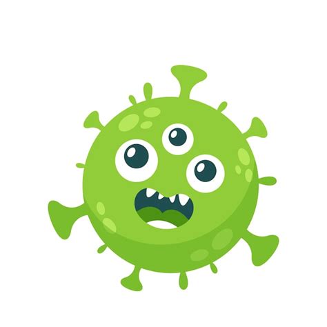 Cartoon Virus Bakterien Oder Keime Mit Lustigem Gesicht Coronavirus