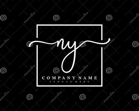 Ny Initial Handwriting With Square Frame Stock Vector Illustration Of Initial Brush 179321004