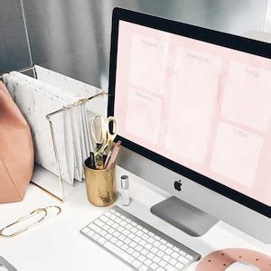 Pink Watercolor Desktop Organizer Wallpaper - Etsy