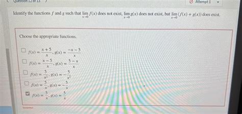 Solved Identify The Functions F And G Such That Limx→0f X