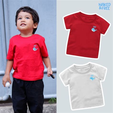 Jual Naked Free Baju Kaos Kemerdekaan Merah Putih Anak TBasic Nafwhal Bahan Cotton Combed 30S