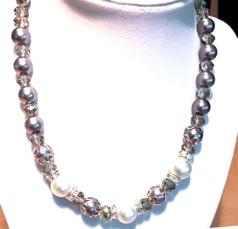 Grey Pearl Necklace W Fancy Accents By Ktkcollections On Etsy