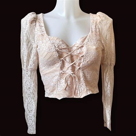 Vintage Topshop S Nude Lace Corset Top Size Depop