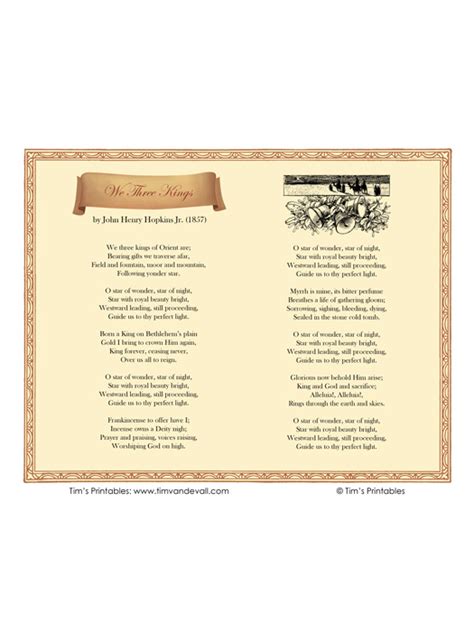 We Three Kings Lyrics Sheet Tim S Printables