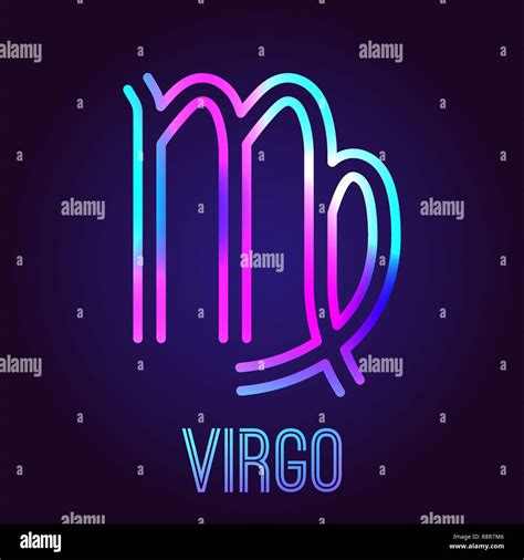 Maiden Zodiac Sign The Neon Multi Colored Shining Badge On A Dark