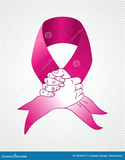 Global Breast Cancer Awareness Human Hands Ribbon Stock Vector