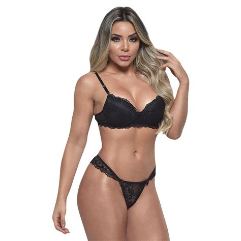 Conjunto 1 2 Taça Rendado Fio Dental Diras Lingerie Gall