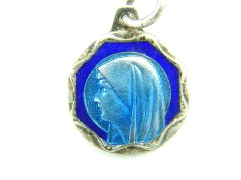 Vintage Virgin Mary Our Lady Of Lourdes Blue Enamel Catholic Etsy