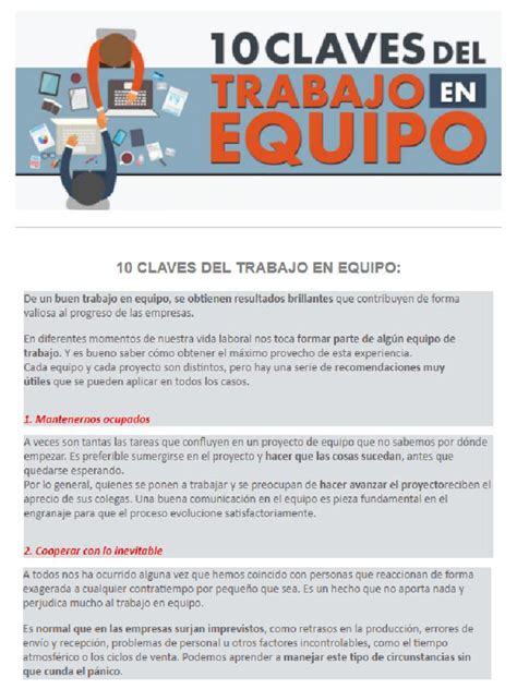 10 Claves Del Trabajo En Equipo Pdf