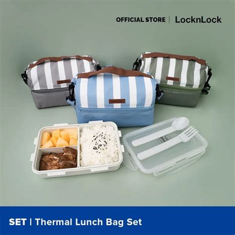 Locknlock New Thermal Insulated Lunch Bag Set With Strap For Work