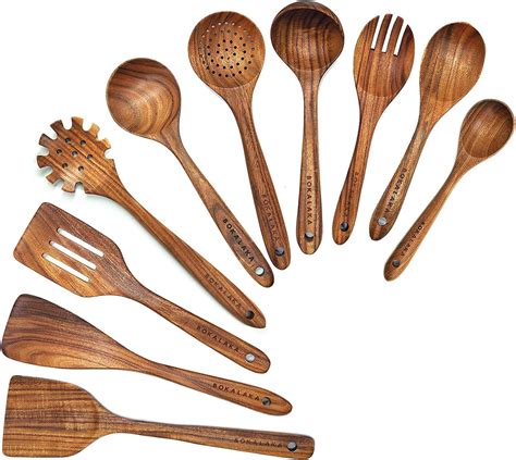 Amazon Wooden Spoons For Cooking Pcs Natural Teak Wooden