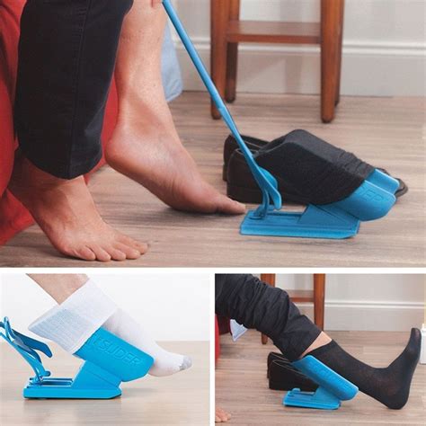 Shopolic Blue Socks Slider Slider Easy On Sock Aid Abs Helper For