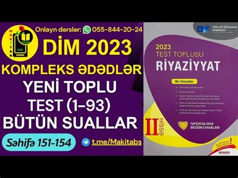 Kompleks D Dl R D M Yen Test Toplusu R Yaz Yyat B T N