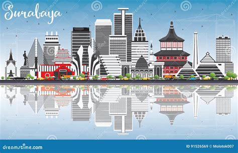 Surabaya Skyline East Java Indonesia Drawn Vector | CartoonDealer.com ...