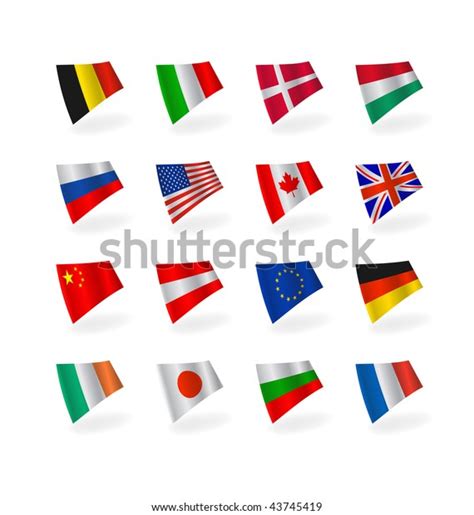 Vector Set Icons Countries Fluttering Flags Vector De Stock Libre De