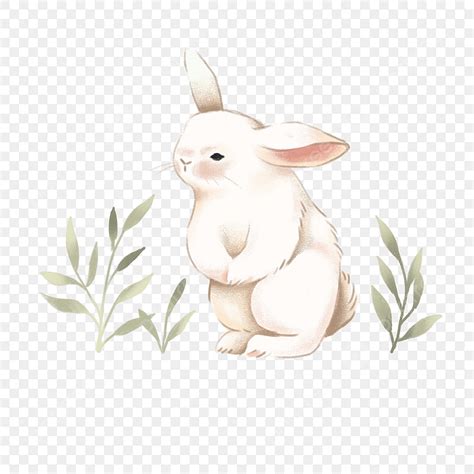 Hand Drawn Rabbit Png Image Cartoon Hand Drawn Cute Rabbit Foraging