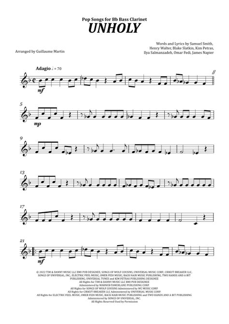 Unholy Arr Guillaume Martin Sheet Music Sam Smith Feat Kim Petras