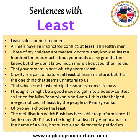 Sentences With Least Least In A Sentence In English Sentences For