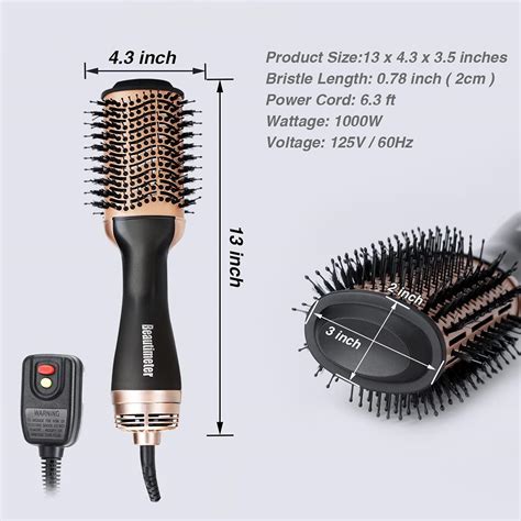 Beautimeter In Hot Air Brush Hair Dryer Ionic Volumizer For Straightening Curling