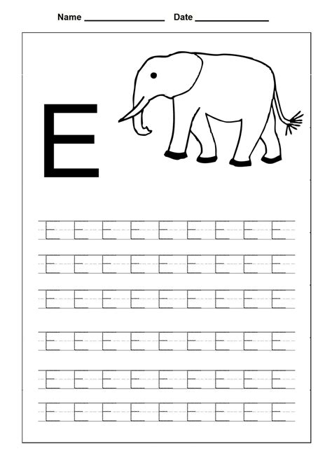 Writing The Letter E Worksheets