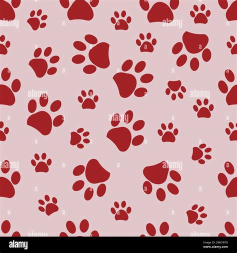 Red Paw Print With Pink Background Valentine Day S Paw Print Pattern Background Stock Vector