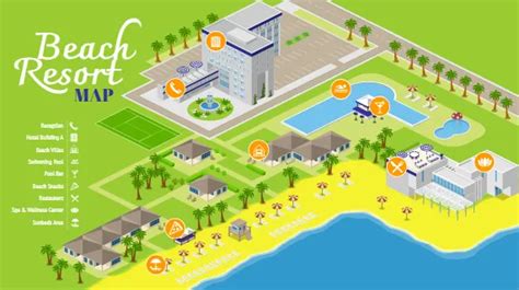 beach resort map icograms template